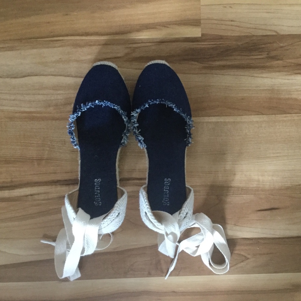 Soludos navy wrap wedge